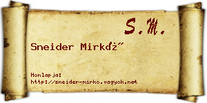 Sneider Mirkó névjegykártya